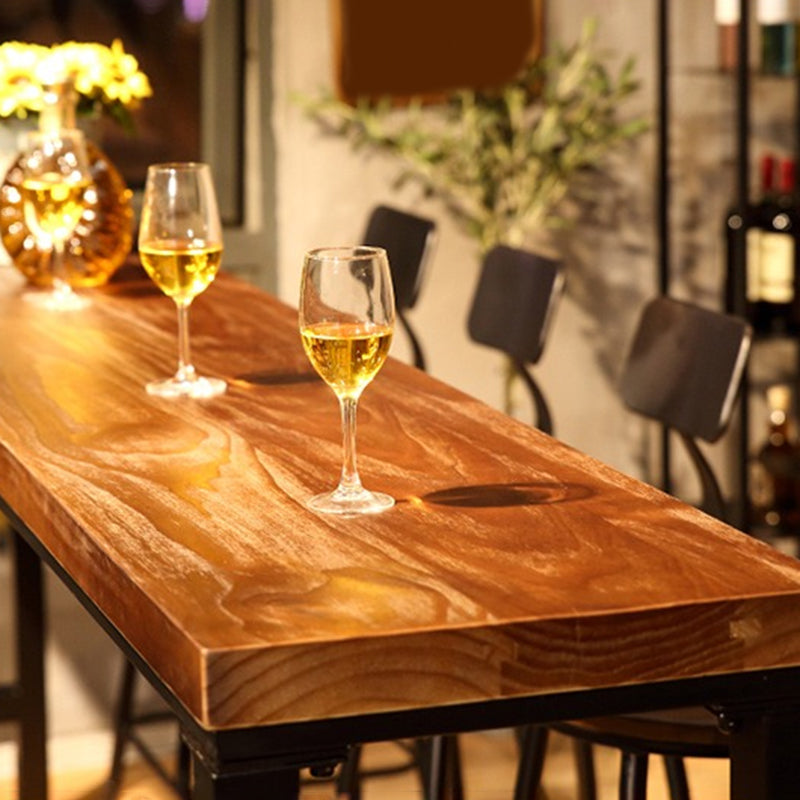 Industrial Solid Wood Bar Table Trestle Base Dining Table for Bistro