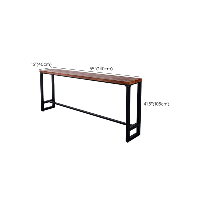 Industrial Solid Wood Bar Table Trestle Base Dining Table for Bistro