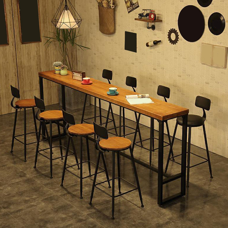 Trestle Base Dining Table Industrial Solid Wood Bar Table for Bistro