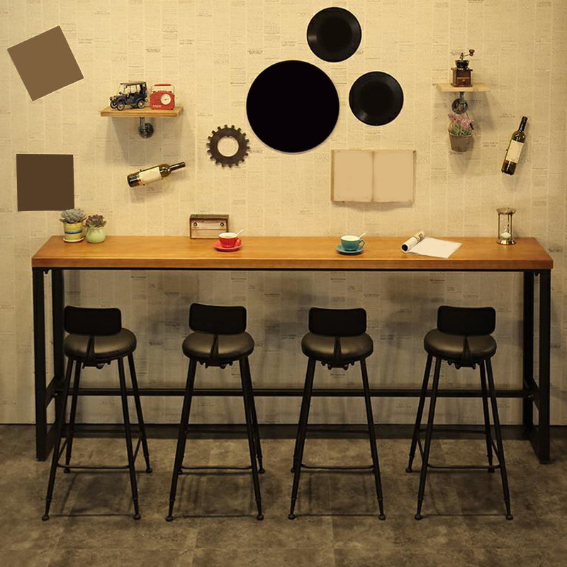 Trestle Base Dining Table Industrial Solid Wood Bar Table for Bistro