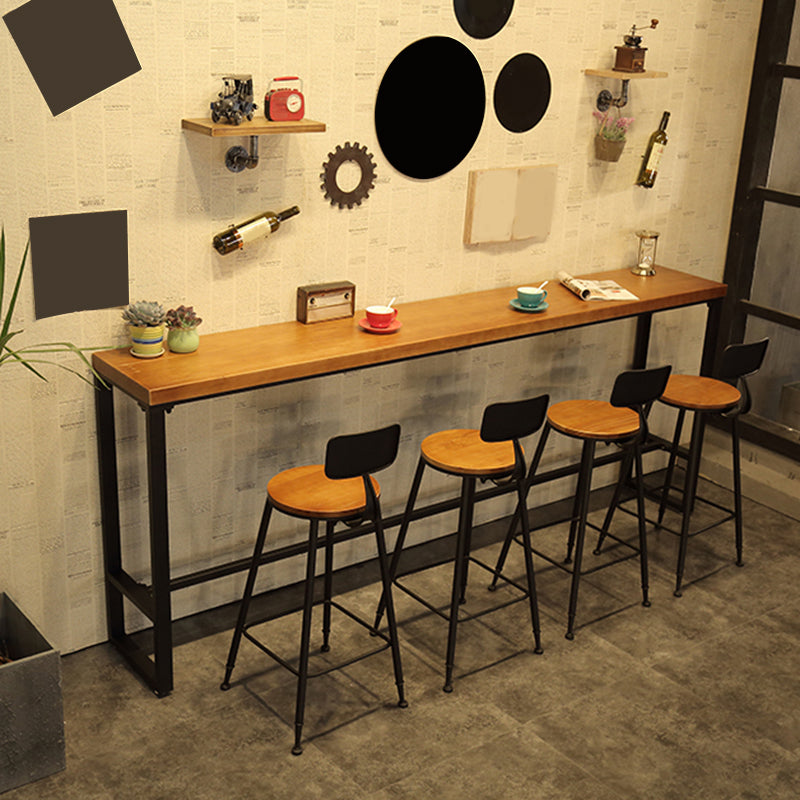 Trestle Base Dining Table Industrial Solid Wood Bar Table for Bistro