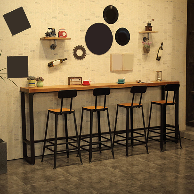 Trestle Base Dining Table Industrial Solid Wood Bar Table for Bistro