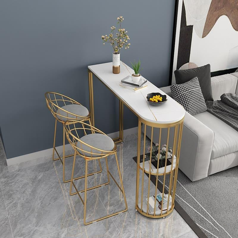 Contemporary Style Bar Table Set 1/3 Pieces Stone Pub Table Set for Indoor