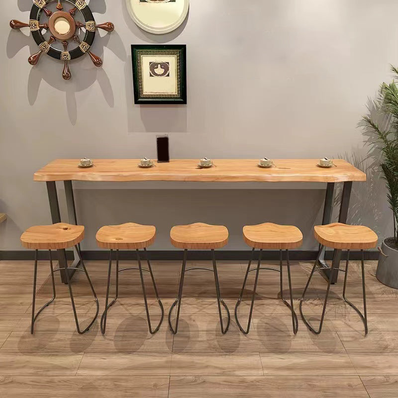 Industrial 1/2/6 Pieces Bar Table Set Wood Counter Table with High Stools