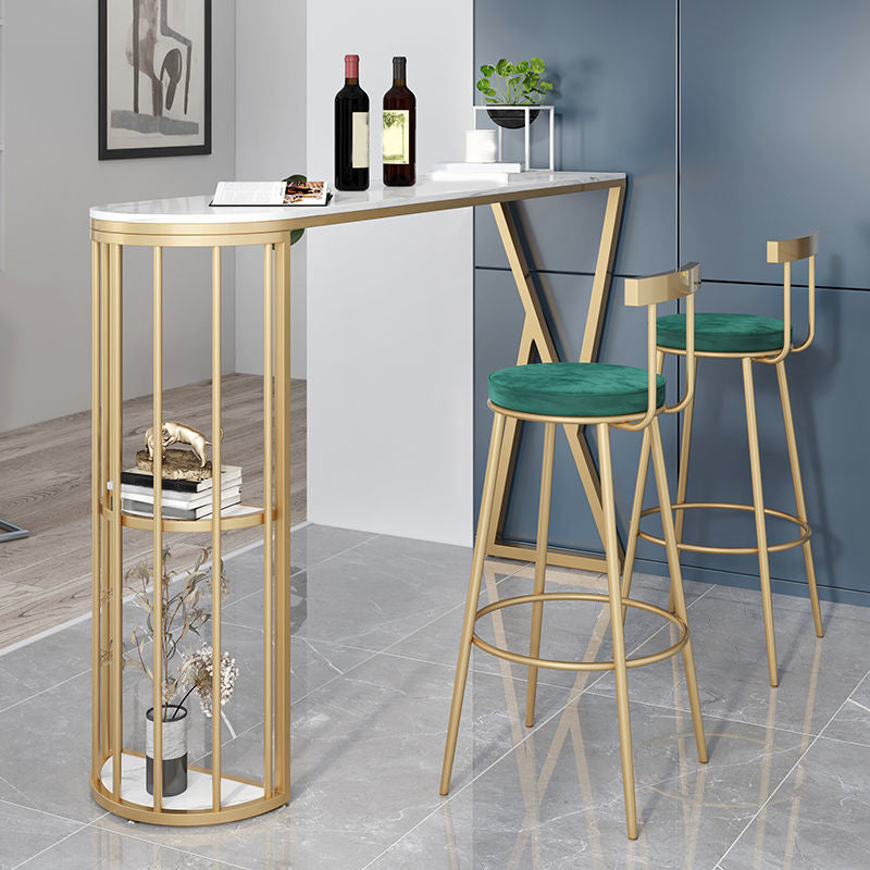 Glam Stone 1/2/3 Pieces Bar Table Set Rectangle Bar Table with Metal Legs