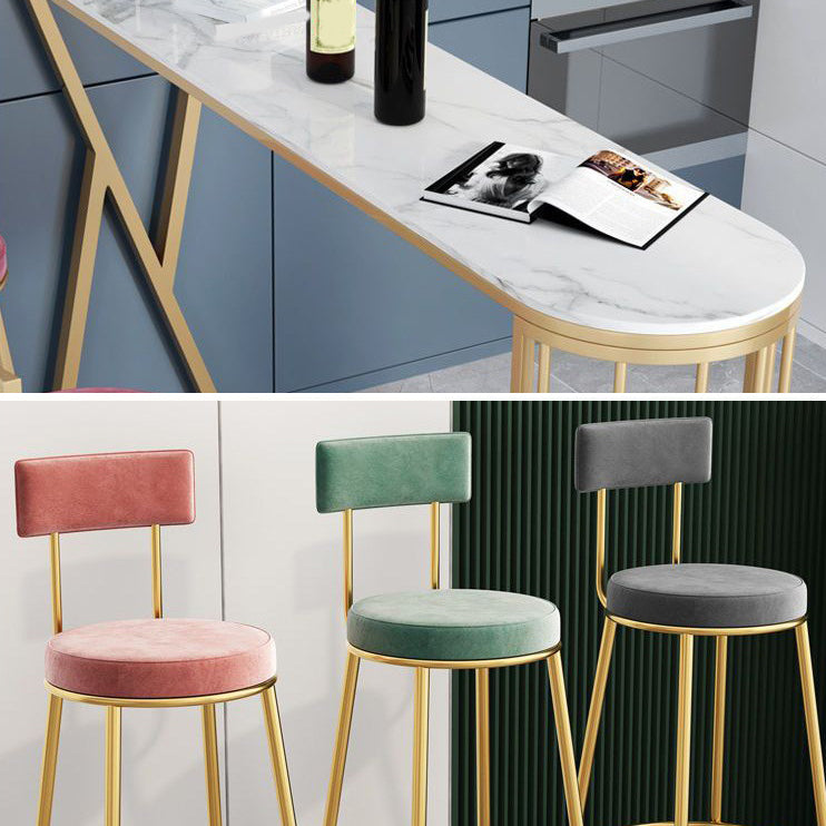 Glam Stone 1/2/3 Pieces Bar Table Set Rectangle Bar Table with Metal Legs