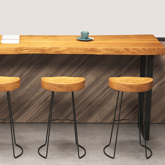 Industrial Rectangle Pub Table Set 1/2/5 Pieces Wooden Bar Table with Backless Stools