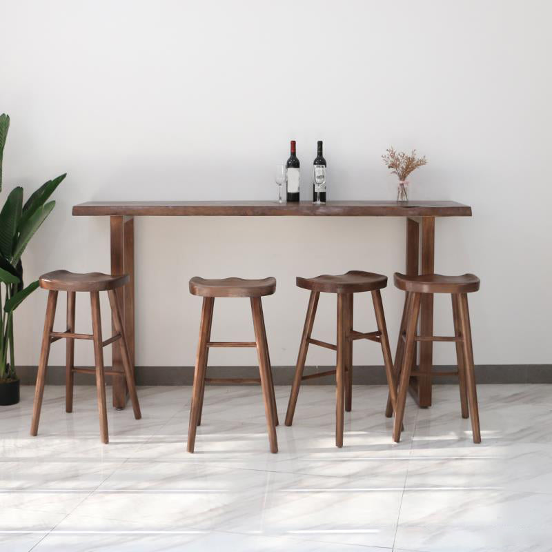 Contemporary Rectangle Pub Table Set 1/4/5 Pcs Bar Table with Wooden Stools