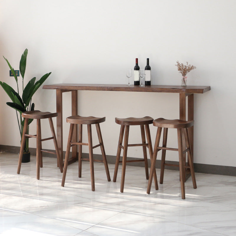 Contemporary Rectangle Pub Table Set 1/4/5 Pcs Bar Table with Wooden Stools