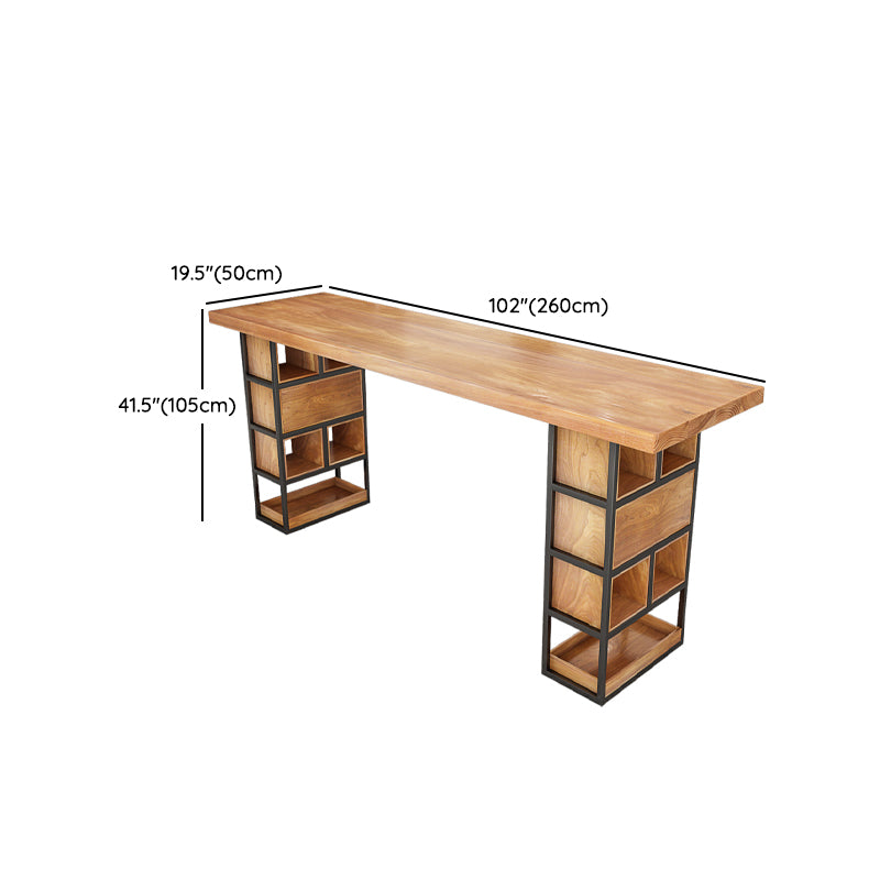 Contemporary Solid Wood Bar Table Set 1/4 Pcs Rectangle Bar Table and Backless Stools