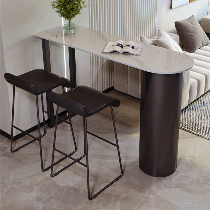 Metal and Stone Pub Set 1/2/3 Pcs Modern Indoor Bar Table with Upholstered Stools