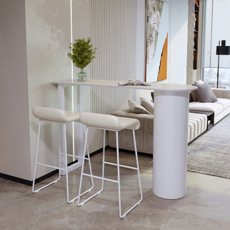 Metal and Stone Pub Set 1/2/3 Pcs Modern Indoor Bar Table with Upholstered Stools