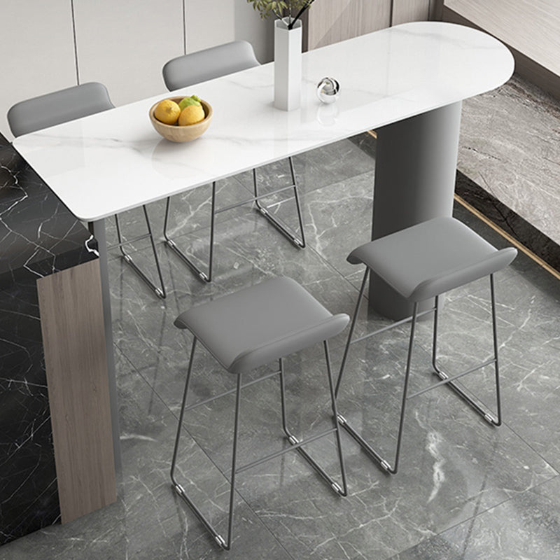 Modern 1/5 Pieces Bar Table Set Stone Counter Table with Stools for Living Room