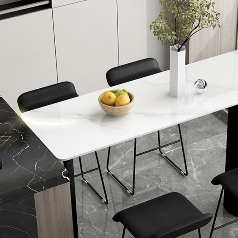 Modern 1/5 Pieces Bar Table Set Stone Counter Table with Stools for Living Room