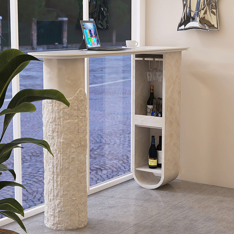 Free Form Bar Table Set 1/2 Pcs Stone Top Bar Table and Solid Wood Stools