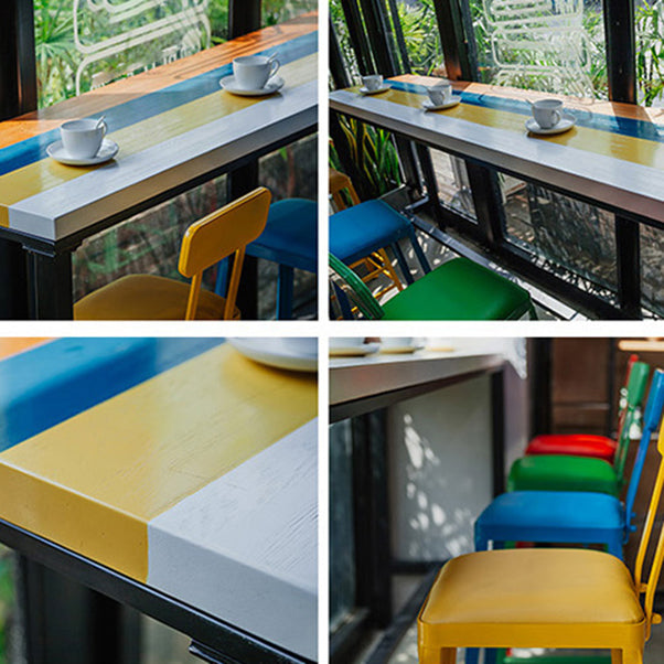 1/5 Pieces Wood Top Bar Table Set Modern Rectangle Pub Table Set
