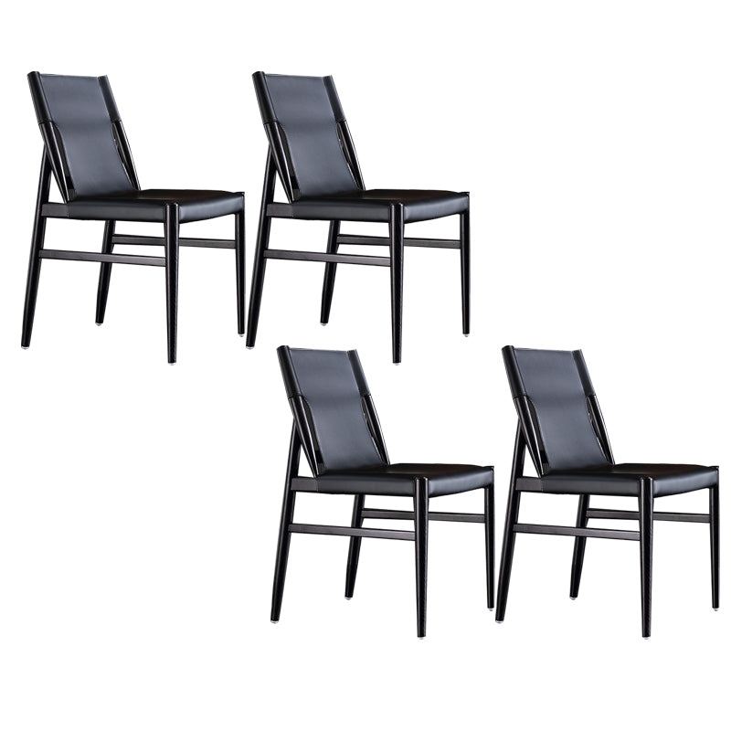 Modern Indoor-Outdoor Dining Chair Solid Wood Faux Leather Side Chair