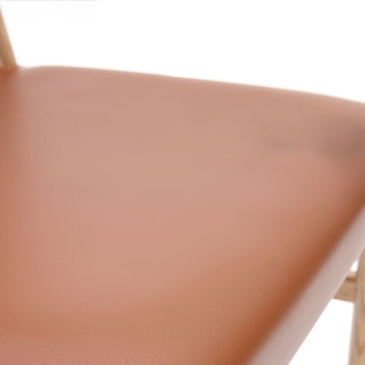 Modern Indoor-Outdoor Dining Chair Solid Wood Faux Leather Side Chair