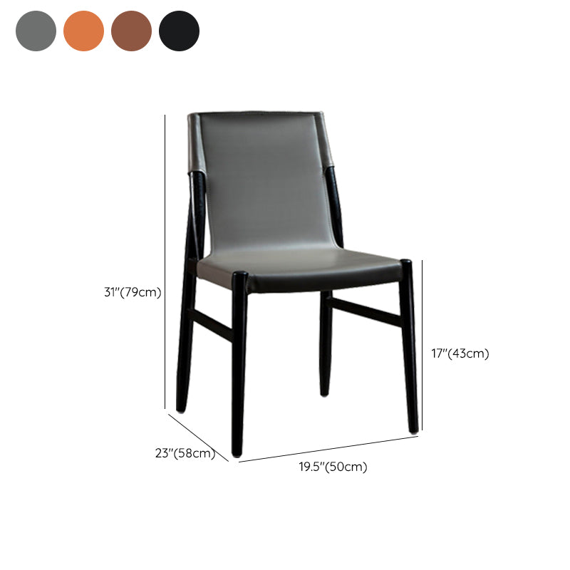 Modern Indoor-Outdoor Dining Chair Solid Wood Faux Leather Side Chair