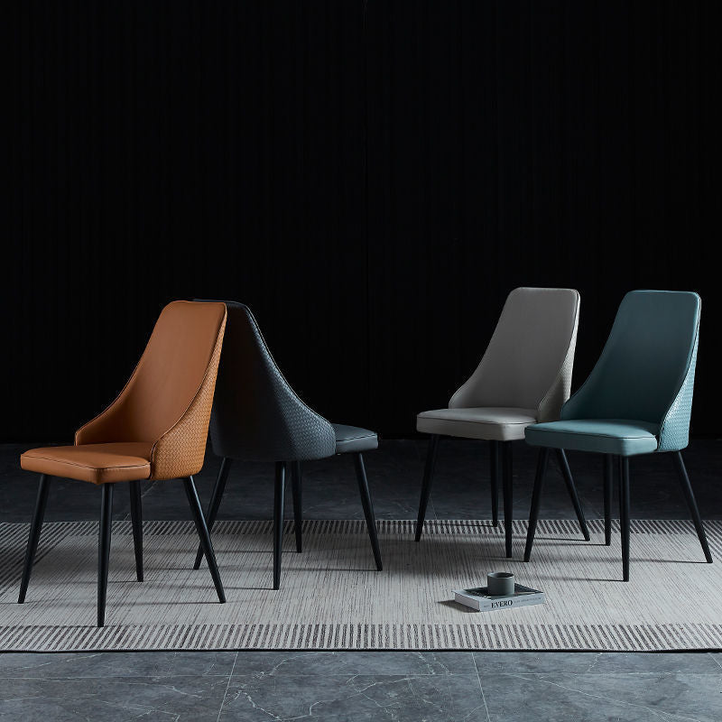 Dining Room Upholstered Chair Industrial Faux Leather Parsons Chair