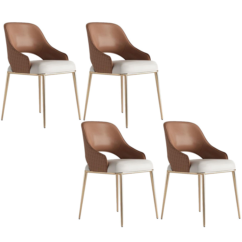 Kitchen Glam Side Chair Metal Legs Open Back Dining Arm Chair