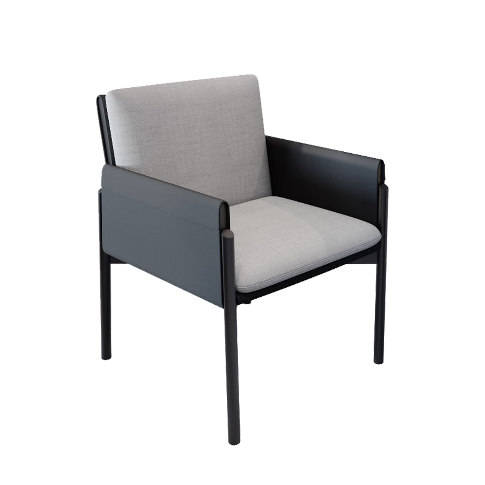 Industrial Kitchen Side Chair Parsons Back Black Legs Dining Arm Chair