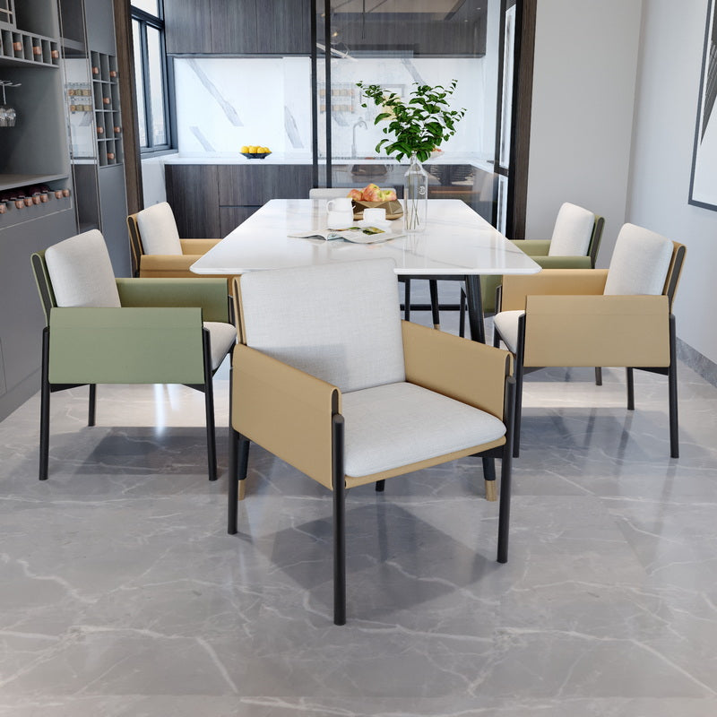 Industrial Kitchen Side Chair Parsons Back Black Legs Dining Arm Chair