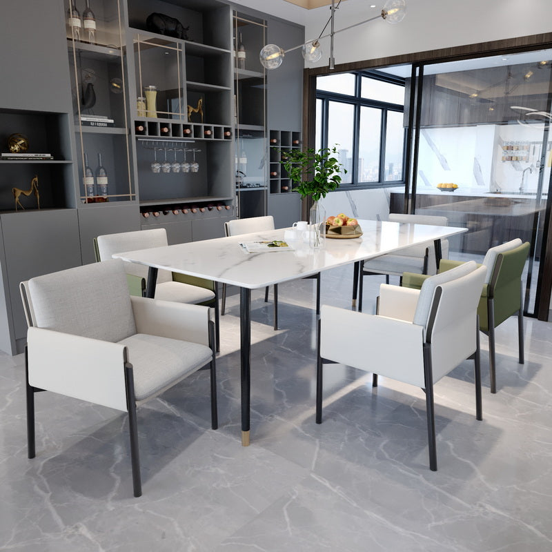 Industrial Kitchen Side Chair Parsons Back Black Legs Dining Arm Chair