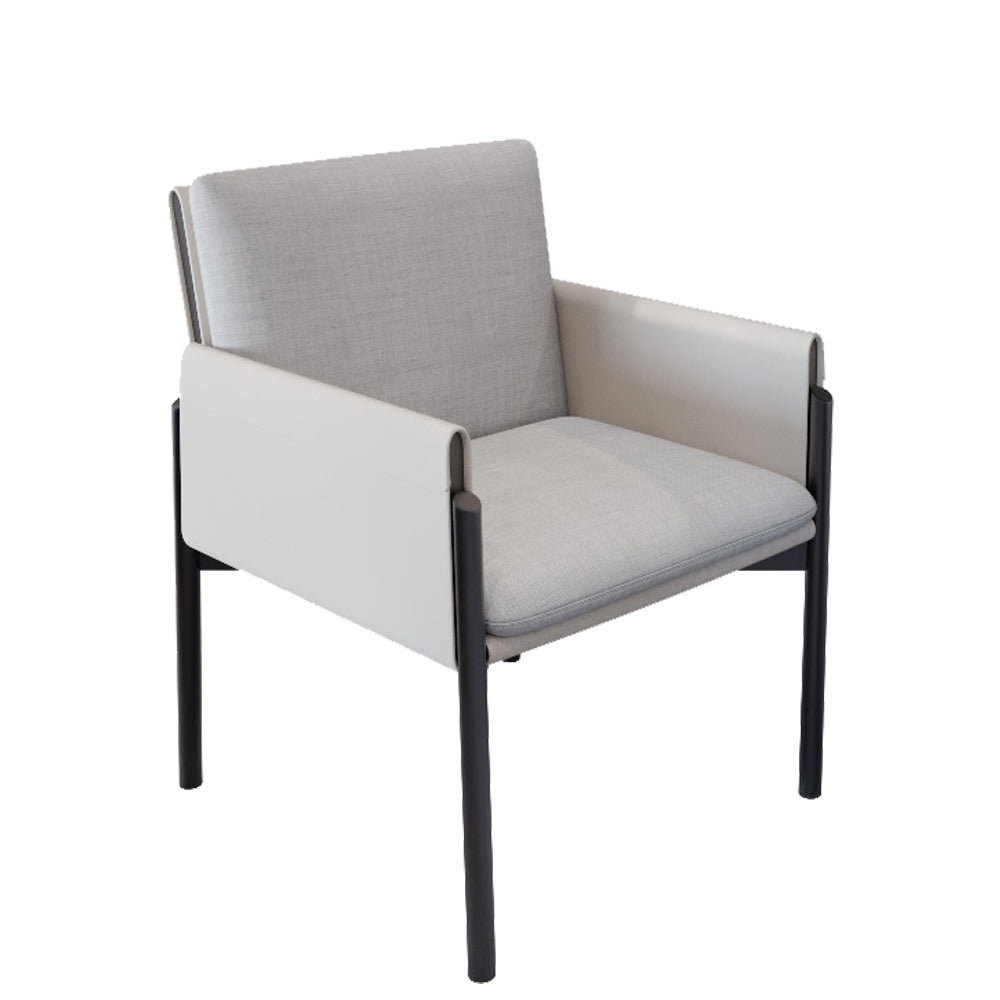 Industrial Kitchen Side Chair Parsons Back Black Legs Dining Arm Chair