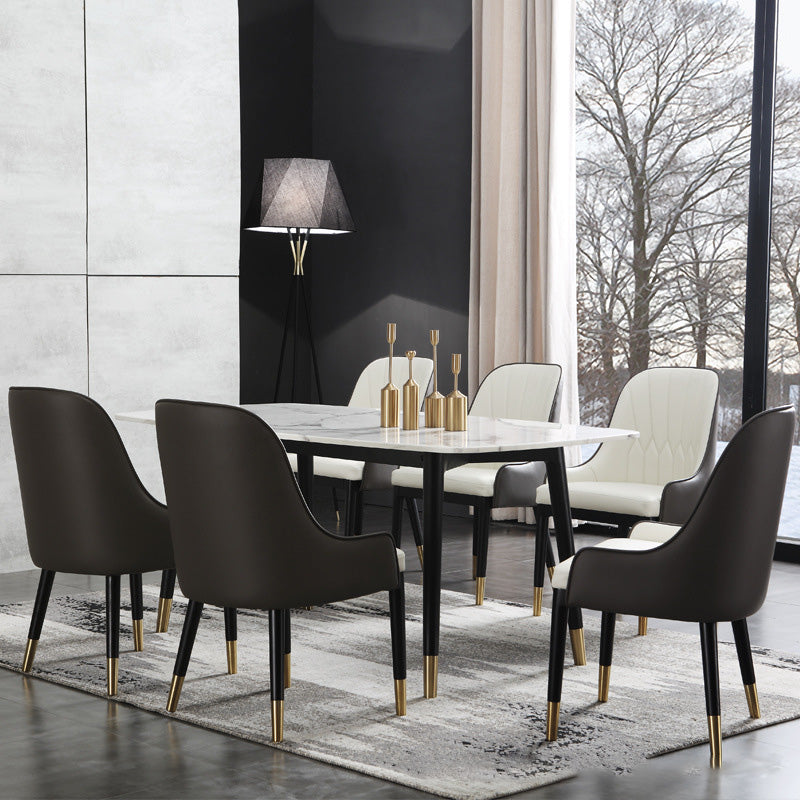 Industrial Upholstered Dining Chairs Parsons Chair in Black Legs