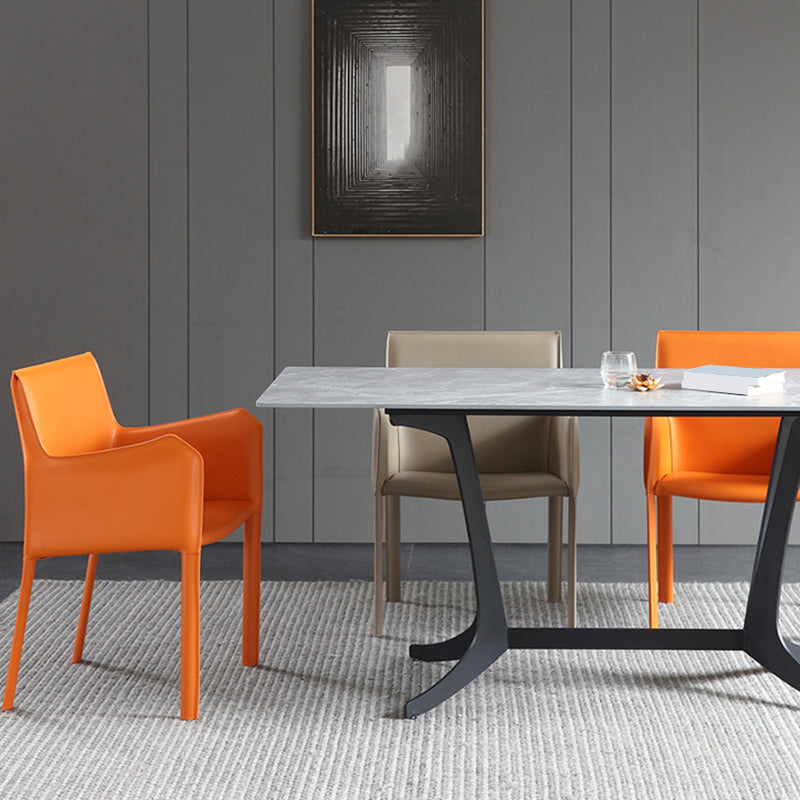 Dining Room Upholstered Arm Chair Faux Leather Parsons Chair