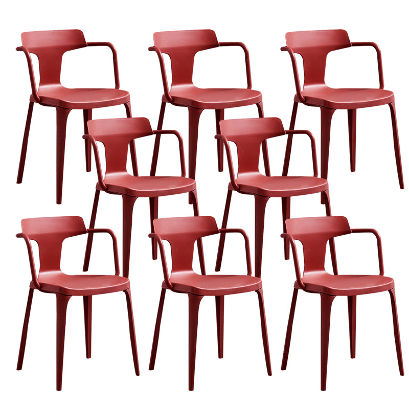 Open Back Dining Side Chair Contemporary Plastic Dining Arm Chair