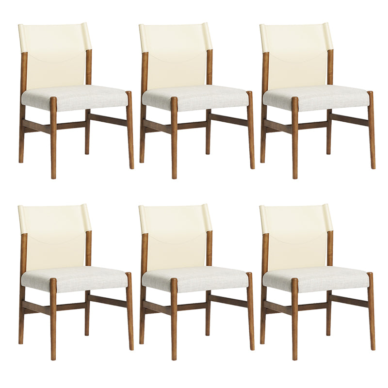 Modern Indoor Armless Dining Chairs Upholstered Linen Fabric Chair