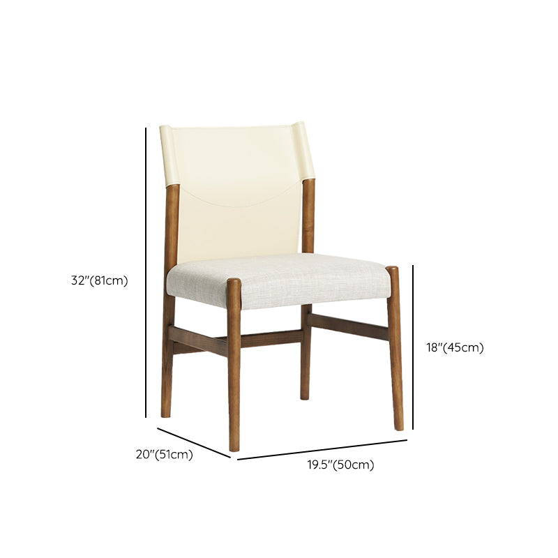 Modern Indoor Armless Dining Chairs Upholstered Linen Fabric Chair