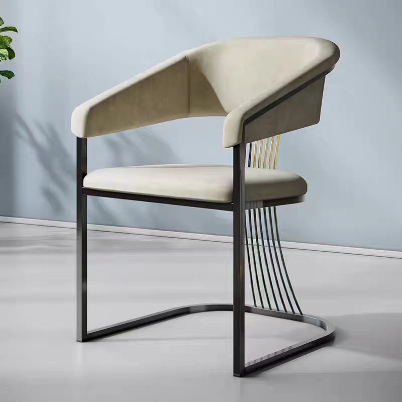 Glam Kitchen Side Chair Gold Base Open Back Dining Arm Chair