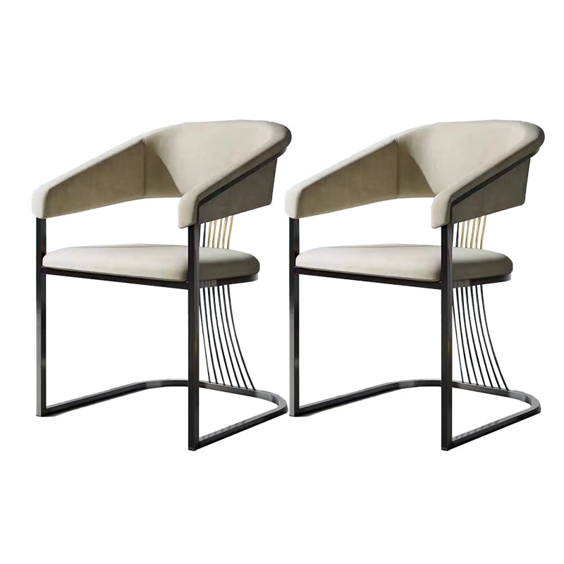 Glam Kitchen Side Chair Gold Base Open Back Dining Arm Chair