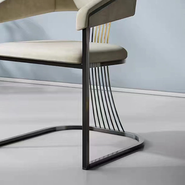 Glam Kitchen Side Chair Gold Base Open Back Dining Arm Chair