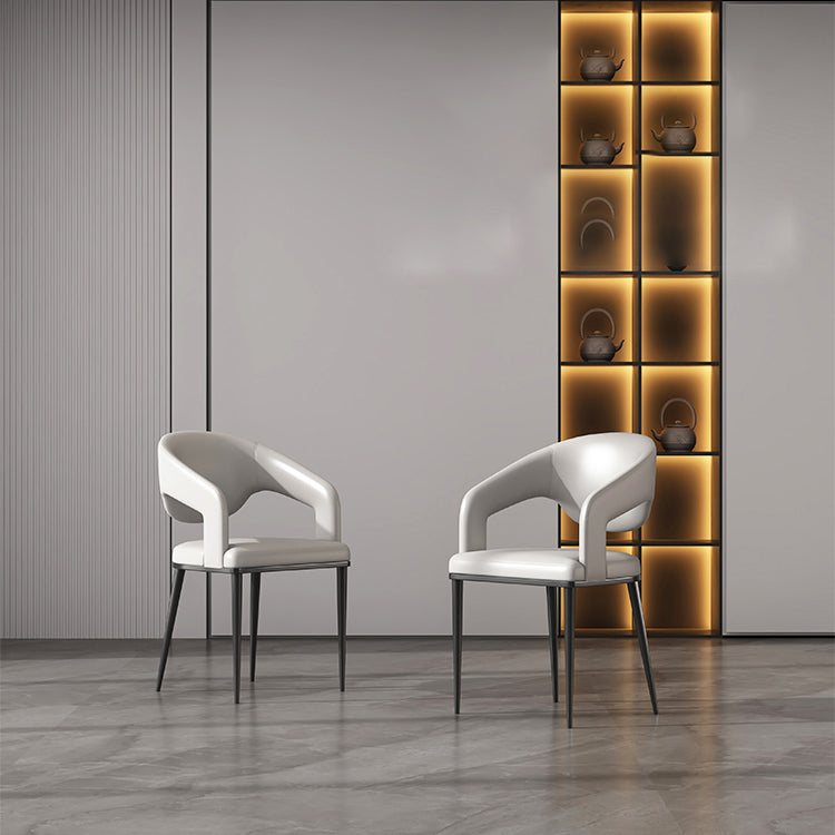 Open Back Dining Side Chair Contemporary Black Legs Dining Arm Chair