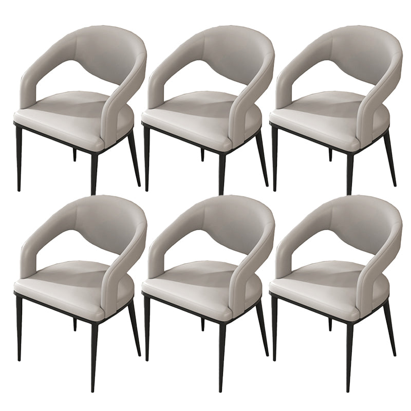 Open Back Dining Side Chair Contemporary Black Legs Dining Arm Chair