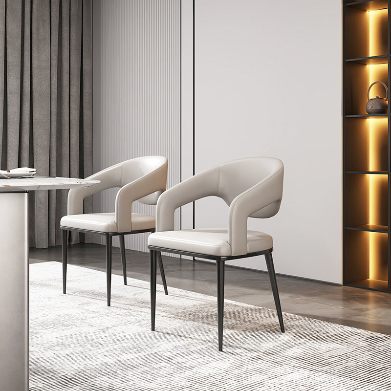 Open Back Dining Side Chair Contemporary Black Legs Dining Arm Chair