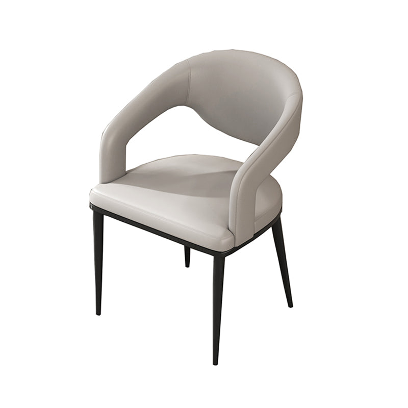 Open Back Dining Side Chair Contemporary Black Legs Dining Arm Chair
