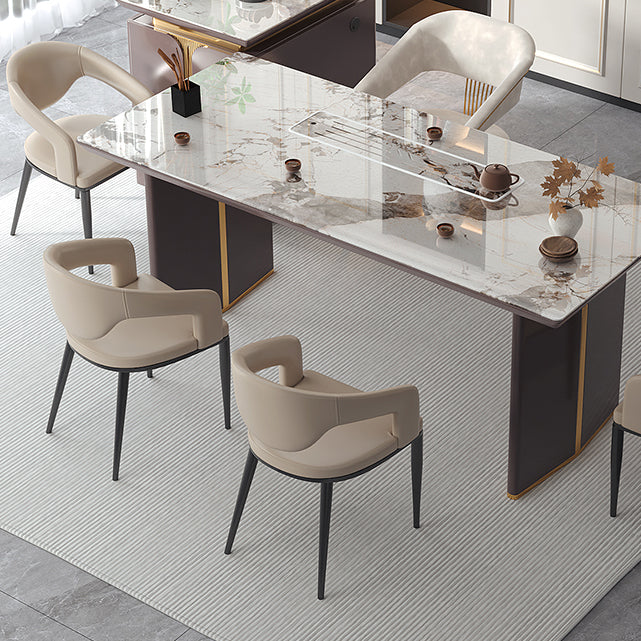 Open Back Dining Side Chair Contemporary Black Legs Dining Arm Chair