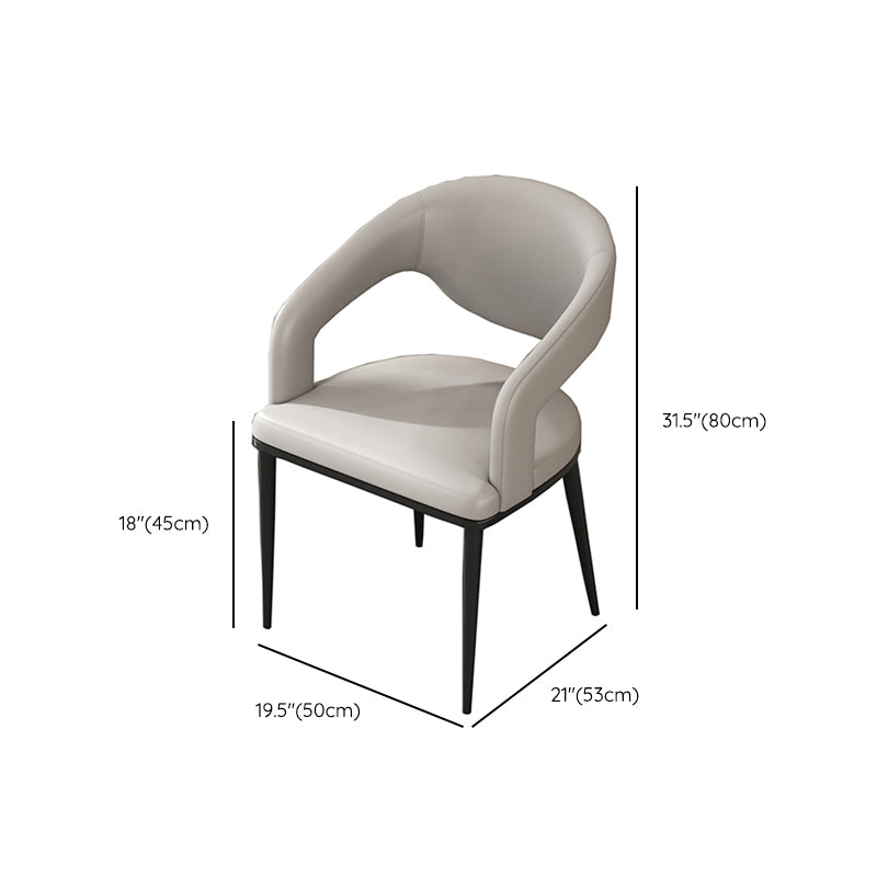 Open Back Dining Side Chair Contemporary Black Legs Dining Arm Chair