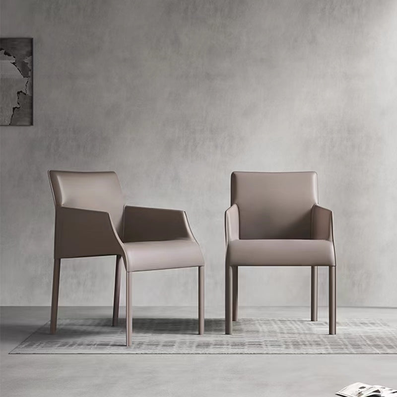 Dining Room Parsons Chair Indoor Faux Leather Upholstered Arm Chair