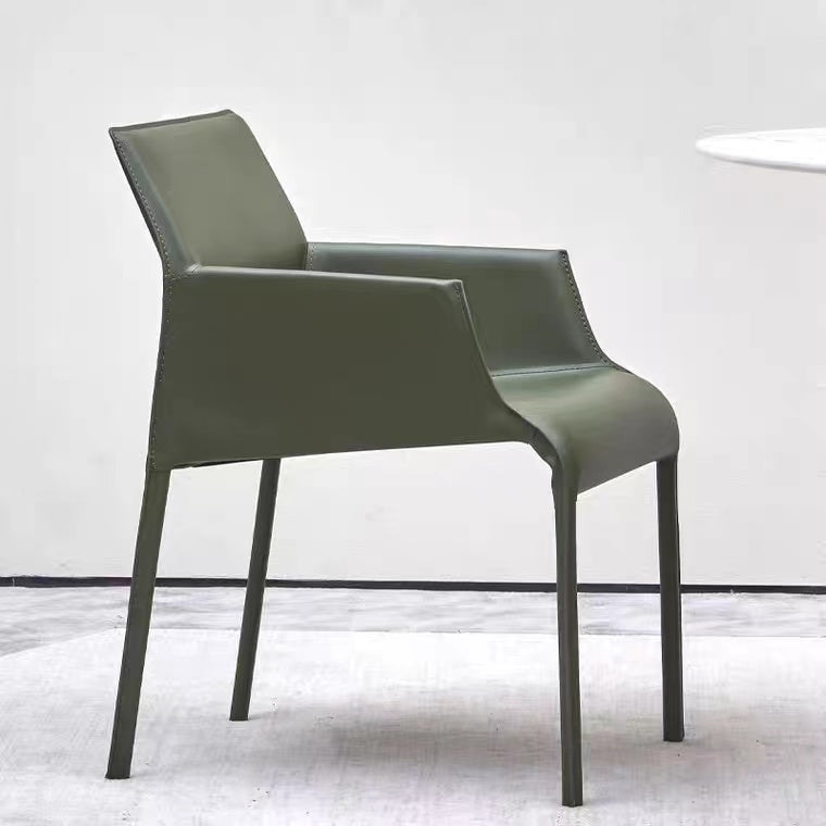Dining Room Parsons Chair Indoor Faux Leather Upholstered Arm Chair