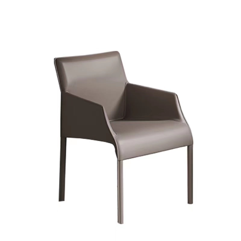 Dining Room Parsons Chair Indoor Faux Leather Upholstered Arm Chair