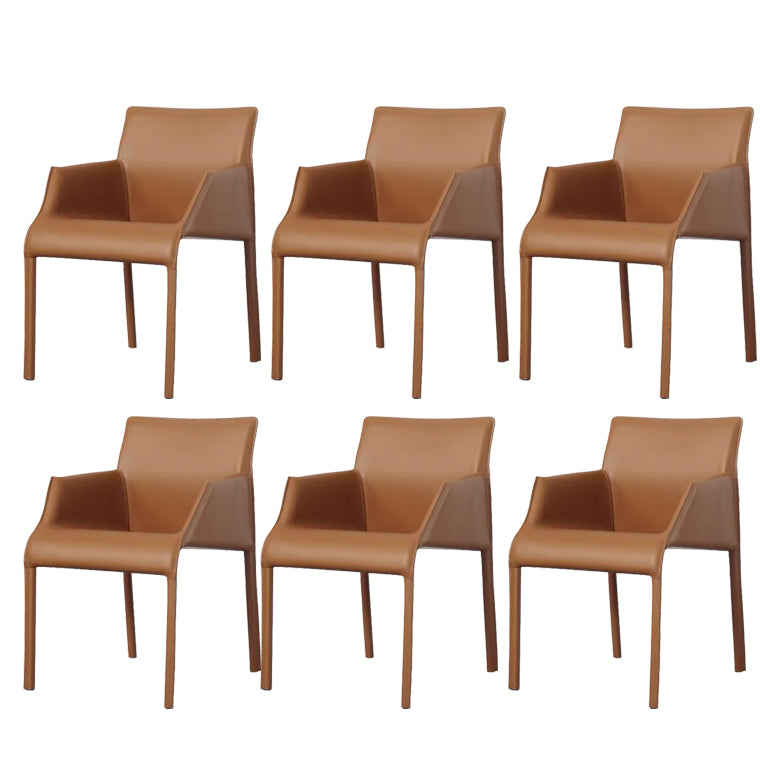 Dining Room Parsons Chair Indoor Faux Leather Upholstered Arm Chair