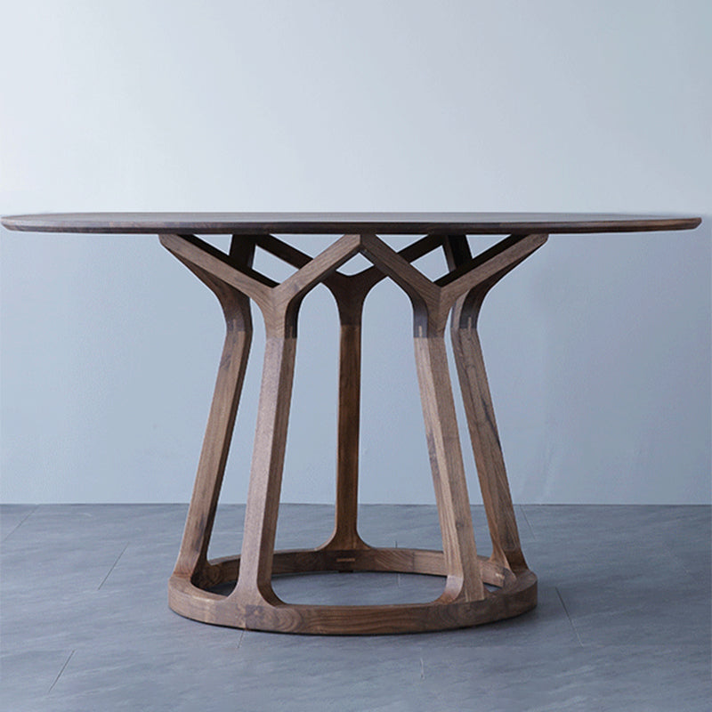 Contemporary 1/2/5 Pieces Furniture Round Solid Wood Dining Set in Brown