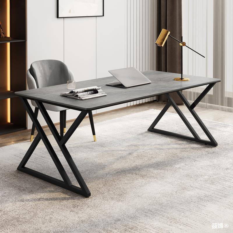 Rectangular Industrial Office Desk Antique Finish Computer Desk with Metal Legs