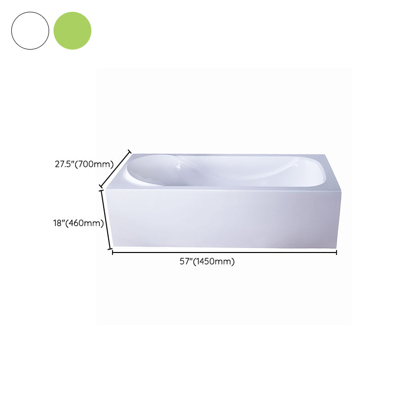 Soaking Bathtub Acrylic Antique Finish Rectangular Back to Wall Bath Tub